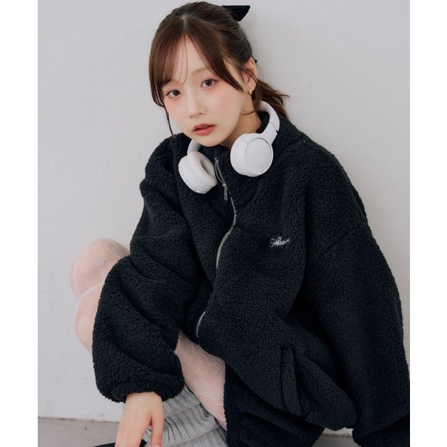【continuer】【セットアップ可能】フワフワボアブルゾン （black）