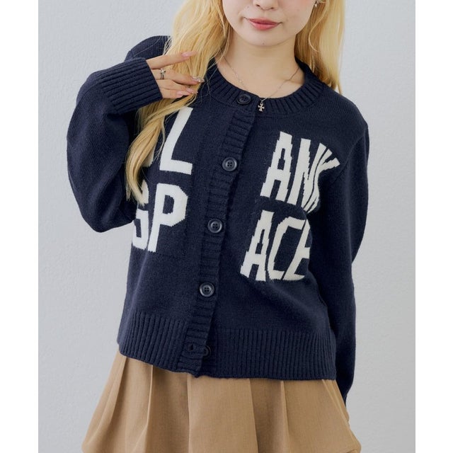 【continuer】ビッグロゴクルーカーデ （navy）