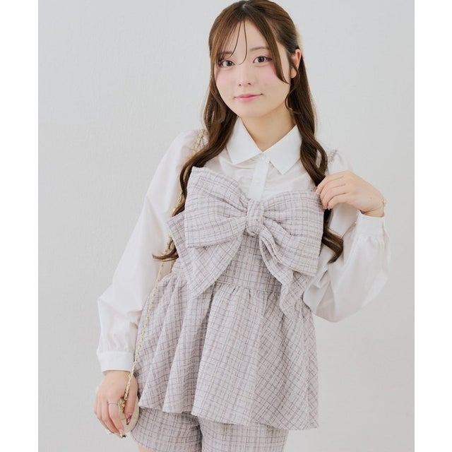 【continuer】 【セットアップ可能】リボンキャミチュニック （gray）