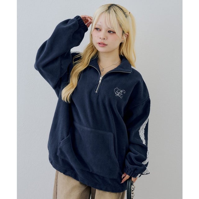【continuer】フリースラインブルゾン （navy）