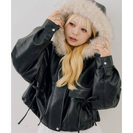 【ANOTHER BRANCH】フードファーリボン付ブルゾン （black）