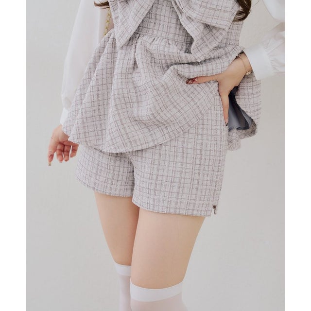 【continuer】 【セットアップ可能】ハイウエストショートパンツ （gray）