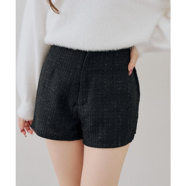 【continuer】 【セットアップ可能】ハイウエストショートパンツ （black）