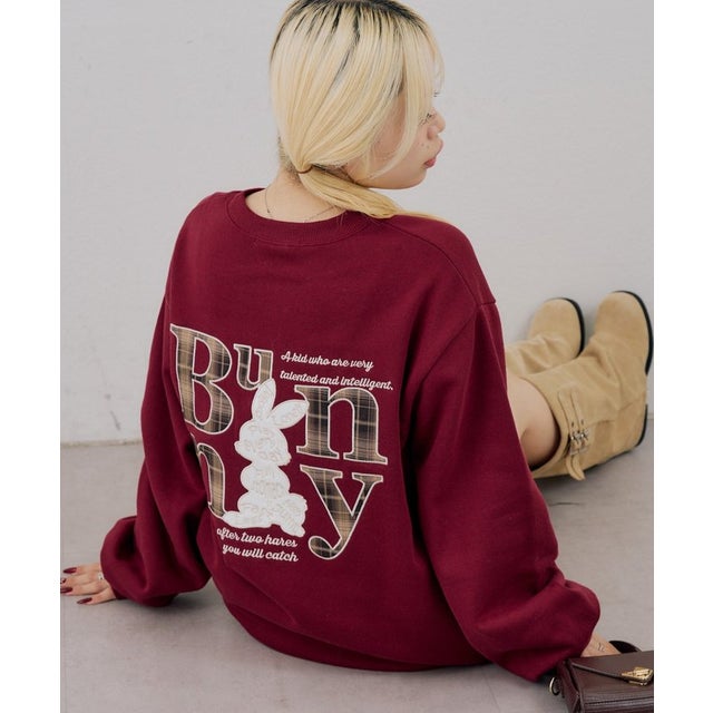 【ANOTHER BRANCH】チェックロゴ×ラビットスエット （bordeaux）