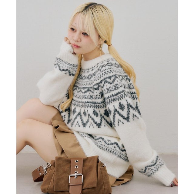 【continuer】ノルディック柄ニット （white）