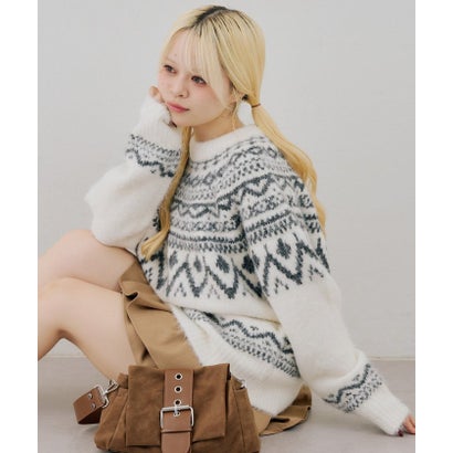 【continuer】ノルディック柄ニット （sax blue）｜詳細画像