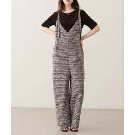 【natural couture】ニットツイードサロペット （BR）