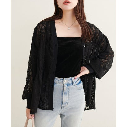【natural couture】メッシュレースシャツカーデ （OFF）｜詳細画像