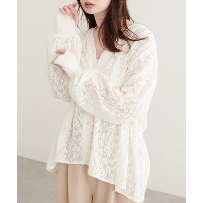 【natural couture】メッシュレースシャツカーデ （OFF）｜詳細画像