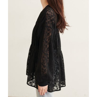 【natural couture】メッシュレースシャツカーデ （BK）｜詳細画像