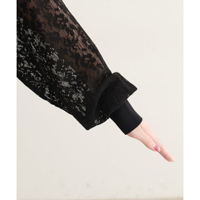 【natural couture】メッシュレースシャツカーデ （BK）｜詳細画像