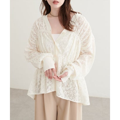 【natural couture】メッシュレースシャツカーデ （BK）｜詳細画像