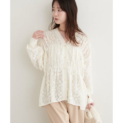 【natural couture】メッシュレースシャツカーデ （BK）｜詳細画像