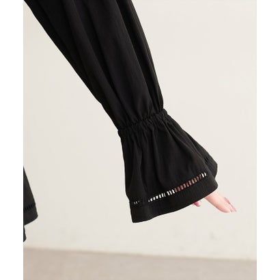 【natural couture】衿付きラップペプラムチュニック （BK）｜詳細画像