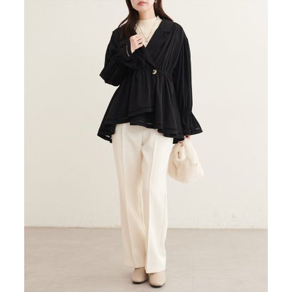 【natural couture】衿付きラップペプラムチュニック （BK）｜詳細画像