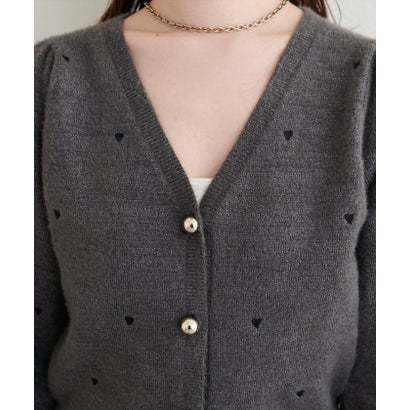 【natural couture】ミニシャギーハート刺繍ニットカーディガン （OFF）｜詳細画像