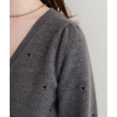 【natural couture】ミニシャギーハート刺繍ニットカーディガン （OFF）｜詳細画像
