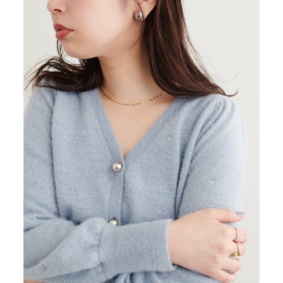 【natural couture】ミニシャギーハート刺繍ニットカーディガン （OFF）｜詳細画像