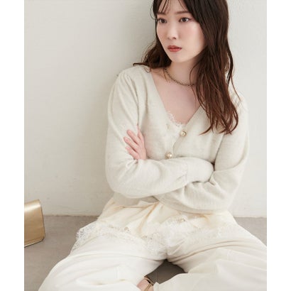 【natural couture】ミニシャギーハート刺繍ニットカーディガン （OFF）｜詳細画像