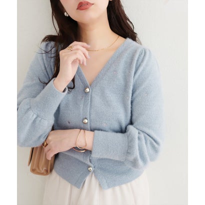 【natural couture】ミニシャギーハート刺繍ニットカーディガン （CGY）｜詳細画像