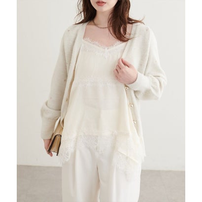 【natural couture】ミニシャギーハート刺繍ニットカーディガン （CGY）｜詳細画像