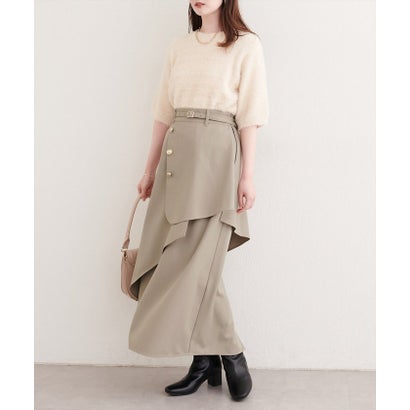 【natural couture】ラップデザインナロースカート （BK）｜詳細画像