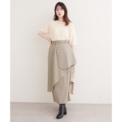 【natural couture】ラップデザインナロースカート （BK）｜詳細画像