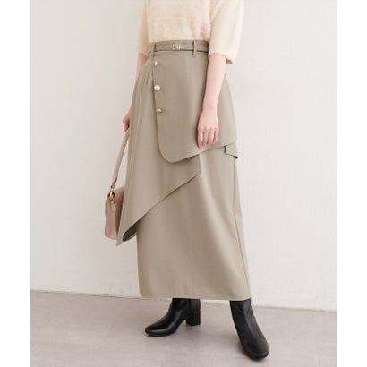 【natural couture】ラップデザインナロースカート （BK）｜詳細画像