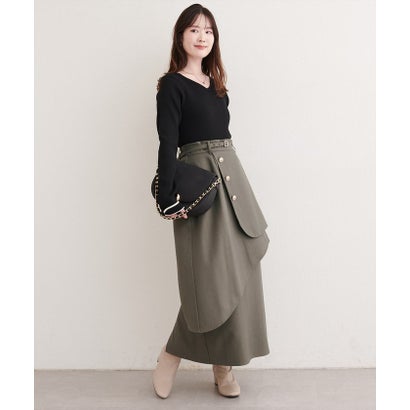 【natural couture】ラップデザインナロースカート （BR）｜詳細画像