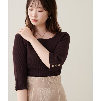 【natural couture】スクエア×ボート前後2WAYリブニット （BR）｜詳細画像