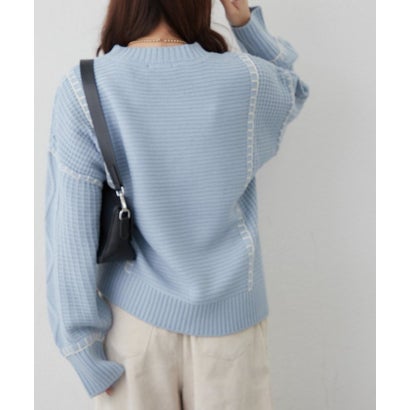 ナイスクラップ NICE CLAUP ブランケットステッチケーブルプルオーバー （PK）｜詳細画像
