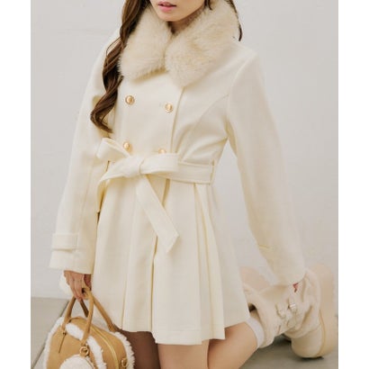 ナイスクラップ NICE CLAUP 【continuer】衿ファープリーツミドルコート （ivory）｜詳細画像