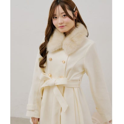 ナイスクラップ NICE CLAUP 【continuer】衿ファープリーツミドルコート （ivory）｜詳細画像