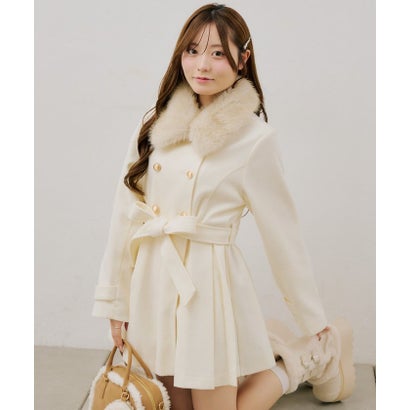 ナイスクラップ NICE CLAUP 【continuer】衿ファープリーツミドルコート （ivory）｜詳細画像