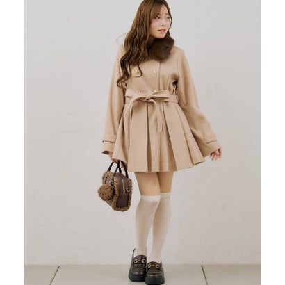 ナイスクラップ NICE CLAUP 【continuer】衿ファープリーツミドルコート （ivory）｜詳細画像