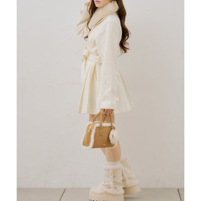 ナイスクラップ NICE CLAUP 【continuer】衿ファープリーツミドルコート （ivory）｜詳細画像