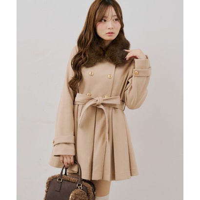 ナイスクラップ NICE CLAUP 【continuer】衿ファープリーツミドルコート （ivory）｜詳細画像