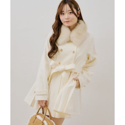 ナイスクラップ NICE CLAUP 【continuer】衿ファープリーツミドルコート （ivory）｜詳細画像