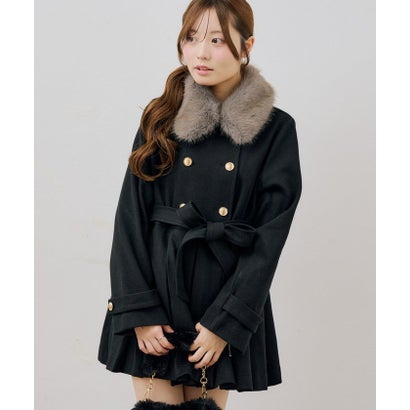 ナイスクラップ NICE CLAUP 【continuer】衿ファープリーツミドルコート （black(1)）｜詳細画像
