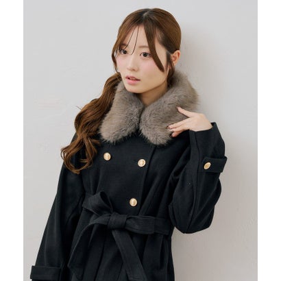ナイスクラップ NICE CLAUP 【continuer】衿ファープリーツミドルコート （black(1)）｜詳細画像