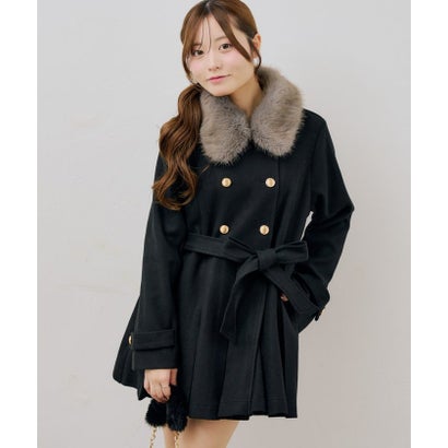 ナイスクラップ NICE CLAUP 【continuer】衿ファープリーツミドルコート （black(1)）｜詳細画像
