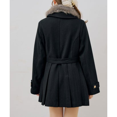 ナイスクラップ NICE CLAUP 【continuer】衿ファープリーツミドルコート （black(1)）｜詳細画像