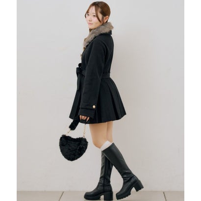 ナイスクラップ NICE CLAUP 【continuer】衿ファープリーツミドルコート （black）｜詳細画像