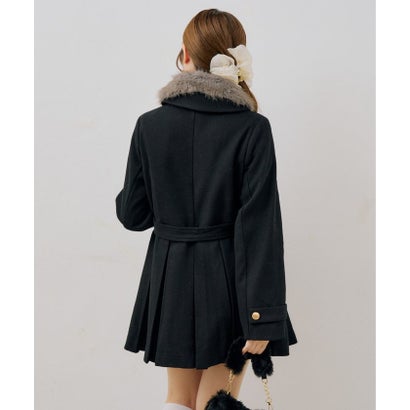 ナイスクラップ NICE CLAUP 【continuer】衿ファープリーツミドルコート （black）｜詳細画像