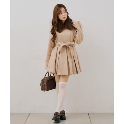 ナイスクラップ NICE CLAUP 【continuer】衿ファープリーツミドルコート （black）｜詳細画像