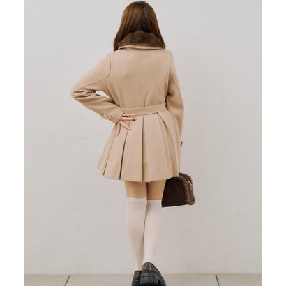 ナイスクラップ NICE CLAUP 【continuer】衿ファープリーツミドルコート （black）｜詳細画像