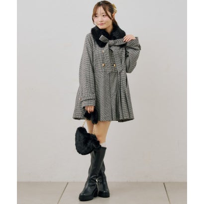 ナイスクラップ NICE CLAUP 【continuer】衿ファープリーツミドルコート （black）｜詳細画像