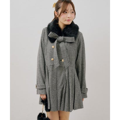ナイスクラップ NICE CLAUP 【continuer】衿ファープリーツミドルコート （black）｜詳細画像