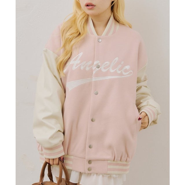 【continuer】ロゴ刺繍スタジャン （pink）