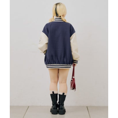 【continuer】ロゴ刺繍スタジャン （navy）｜詳細画像